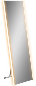 HOMCOM Oglindă de Podea cu LED-uri, Fără Ramă, Montabilă pe Perete sau Auto-Stând, 150x50 cm, Argintiu | Aosom Romania