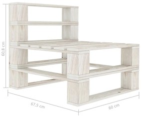 Canapea de gradina din paleti, de mijloc, perne crem, lemn 1, Crem, Alb