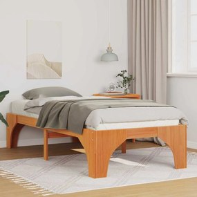 vidaXL Cadru de pat de podea Maro 75 x 190 cm Lemn masiv de pin
