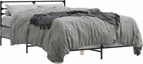 vidaXL Cadru de pat, gri sonoma, 120x190 cm, lemn prelucrat și metal