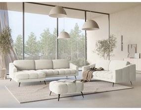 Colțar crem cu tapițerie din catifea (cu colț pe partea stângă) Nalu – Makamii