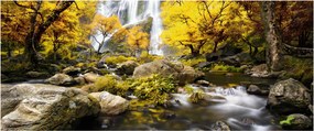 Tablou - Cascade în peisaj de toamnă, galben (120x50 cm)