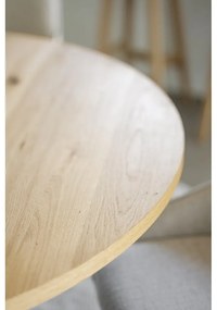 Masă de dining natural rotundă extensibilă cu aspect de lemn de stejar ø 135 cm Maddock – Rowico