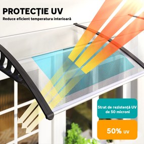 Outsunny Copertina moderna din PP, 200x96x27 cm, negru | Aosom Romania