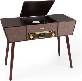 Auna Belle Epoque 1912, gramofon retro, CD, BT, USB, DAB+/FM, maro
