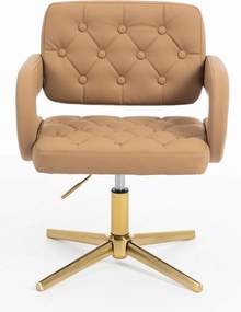 HR8403CROSS Scaun Caramel Piele Ecologica Premium Soft cu Bază Aurie