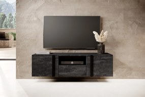 Comodă TV Verica suspendat 150 cm cu nișă - cărbune / mânere negre