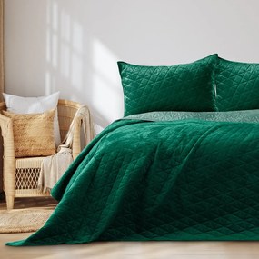Cuvertură verde matlasată din catifea 170x210 cm Laila – AmeliaHome