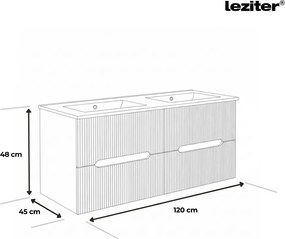 Trent 120 dulap de baie inferior cu chiuvetă ceramică 4 sertare, alb