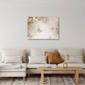 Tablou - Flori cu fluturi (70x50 cm)