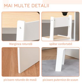 HOMCOM Set Birou și Scaun pentru Copii 6-10 Ani cu Raft și Sertar | Aosom Romania