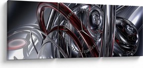Tabloul cu abstracție în gri (cu ceas) (90x30 cm)