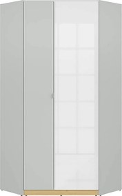 Dulap NANDU, gri deschis/ alb lucios, PAL, cu 2 usi, 93x93x201 cm