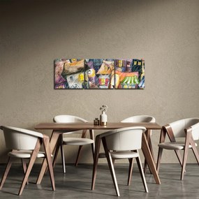 Tablou - Oraș western (cu ceas) (90x30 cm)