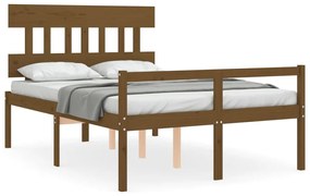 3195419 vidaXL Cadru de pat senior cu tăblie, 140x200 cm maro miere lemn masiv
