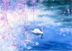 Tablou pe sticlă - Lacul magic (70x50 cm)