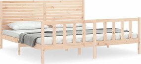 vidaXL Cadru de pat cu tăblie Super King Size, lemn masiv