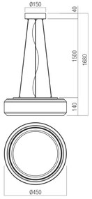 Lustră LED pe cablu Redo 01-3592 SOLERA LED/36W/230V CRI 93 3000/4000K d. 45 cm
