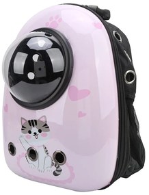 Rucsac pentru transportul animalelor de companie, roz cu model pisicuță