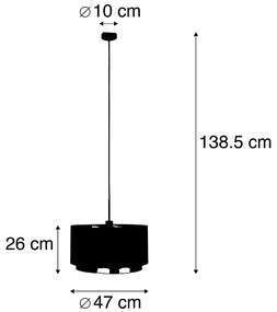 Lampă modernă suspendată neagră cu auriu 47 cm cu două abajururi - Combi