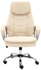 20564 vidaXL Scaun de birou, crem, piele naturală