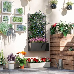 Outsunny Jardinieră cu Grilaj pentru Plante Cățărătoare cu Montare pe Perete sau Independent, 61x23x113 cm, Negru | Aosom Romania