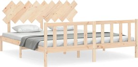 vidaXL Cadru de pat cu tăblie Super King Size, lemn masiv