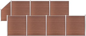 vidaXL Set panouri gard, 7 pătrate + 1 oblic, maro, 1311x186 cm, WPC