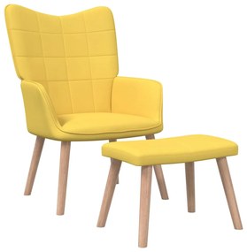 Scaun relaxare cu taburet, galben mustar