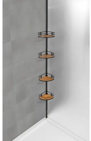 WENKO 24756100-Poliță de colț DOLCEDO 31x20 cm inox/negru/maro