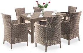 Set de mobilier de grădină Liowa 6+1 în culoarea cappuccino