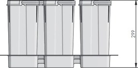 Cos gunoi incorporabil in sertar, GTV Axispace, colectare selectiva, pentru corp de 600 mm, gri antracit, 3 x 7 l + 1 x 15 l Plastic, Gri antracit,