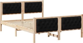 vidaXL Cadru de pat cu headboard Negru 140 x 190 cm Lemn de pin masiv