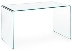 Birou de studiu transparent din sticla temperata, 126 cm, Suami Bizzotto