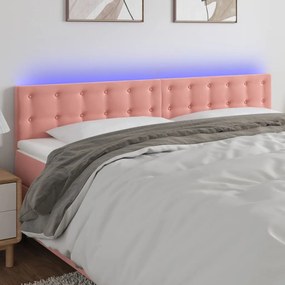3122111 vidaXL Tăblie de pat cu LED, roz, 180x5x78/88 cm, catifea