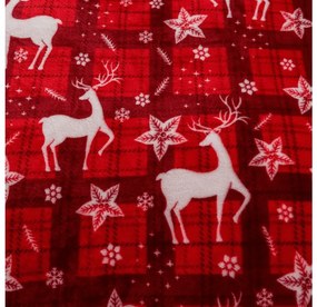 Set lenjerie cocolino VELVET CHRISTMAS rosu + cearsaf Cocolino microplus cu elastic SOFT 90x200 cm alb, pat single