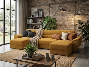 Coltar extensibil in forma de U TAVERO 321x140 cm, mustar