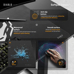 Birou reglabil pe înălțime Diablo X-Tensio 1100 negru