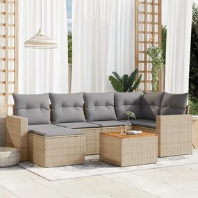 vidaXL Set canapele de grădină, 7 piese, cu perne, bej, poliratan