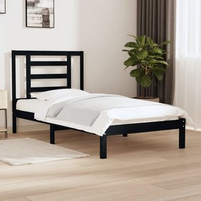 3104317 vidaXL Cadru de pat single, negru, 90x190 cm, lemn masiv de pin