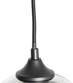 Lampă pendantă inteligentă neagră cu sticlă fumurie incluzând 8 becuri WiFi G95 - Sandra