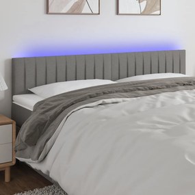 3121857 vidaXL Tăblie de pat cu LED, gri închis, 160x5x78/88 cm, textil