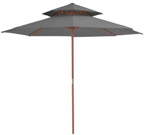 vidaXL Umbrelă de soare dublă, stâlp din lemn, 270 cm, antracit