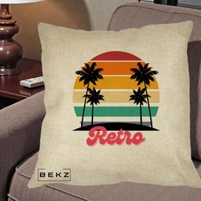 Perna Decorativa Retro Sunset Palmieri, 40x40 cm, Crem, Husa Detasabila, Perna Inclusa, BEKZ®