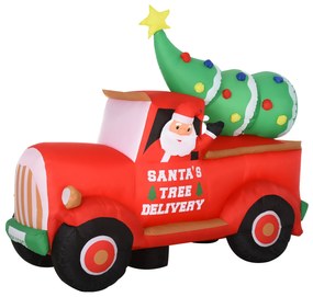 HOMCOM Camion Gonflabil de Craciun 15 lumini LED brad, decoratiune de craciun, decoratiune ginflabila rezistenta la apa IP44 | AOSOM RO