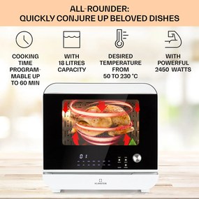 Klarstein Vita Pro, friteuză cu aer cald cu gătit cu aburi, 2450 W, 18 litri, 14 programe, rezervor de apă de 800 ml