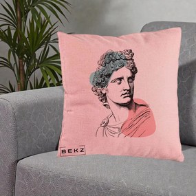 Perna Decorativa Bust Grec Vaporwave, 40x40 cm, Roz, Husa Detasabila, Perna Inclusa, BEKZ®