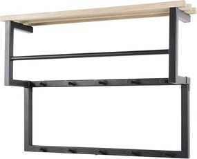 Cuier de perete negru/în culoare naturală cu raft din metal 71 cm Rizzoli – Spinder Design