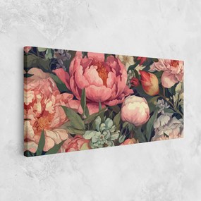 Tablou Canvas, 50x100cm, Dormitor si Living, Flori, Bujori, Pretty Artistic Peony