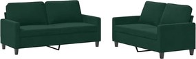vidaXL Set de canapele cu perne, 2 piese, verde închis, catifea